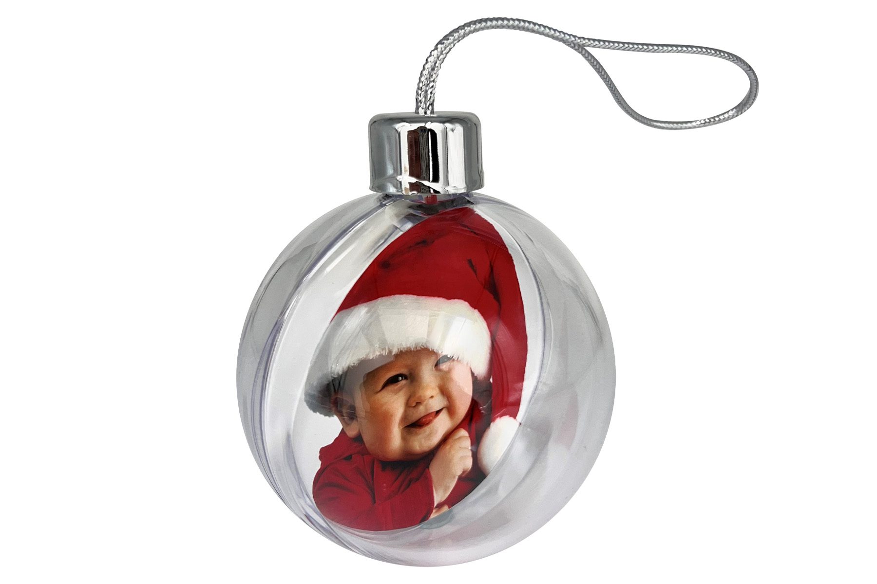 XB02-CR Bauble Ornaments - Silver Cap/String - Image 1
